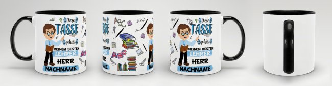 Tasse - Bester Lehrer im Universum - Nachname Schwarz