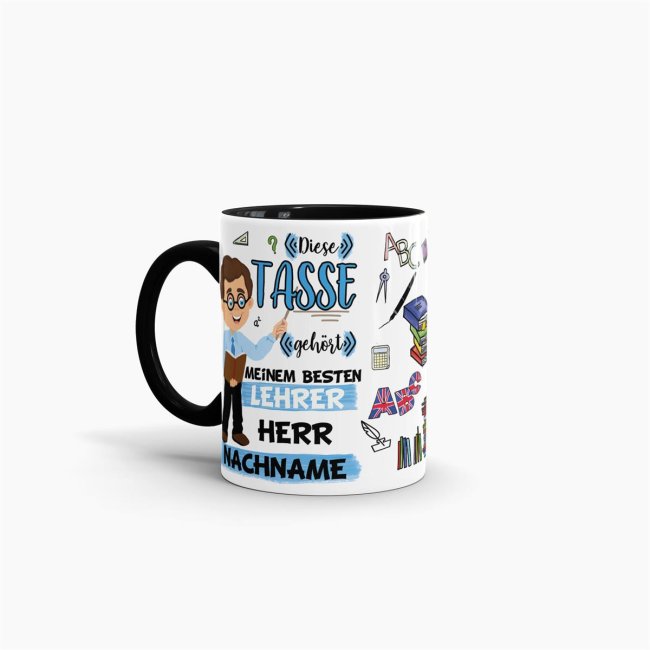 Tasse - Bester Lehrer im Universum - Nachname Schwarz