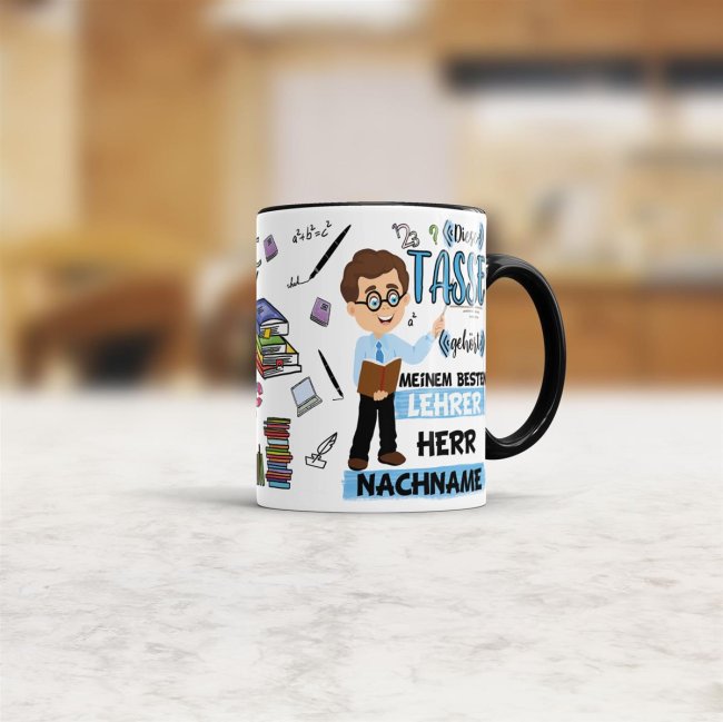 Tasse - Bester Lehrer im Universum - Nachname Schwarz