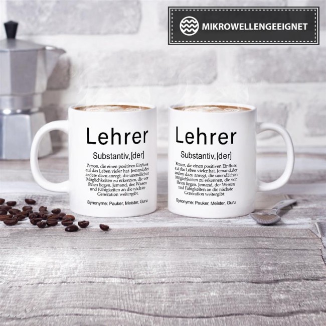 Tasse Dudenw&ouml;rter - Lehrer - Wei&szlig;