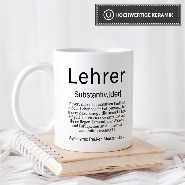 Tasse Dudenw&ouml;rter - Lehrer - Wei&szlig;
