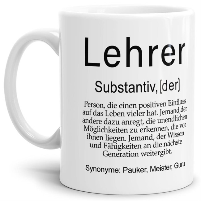 Tasse Dudenw&ouml;rter - Lehrer - Wei&szlig;
