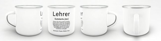Tasse Dudenw&ouml;rter - Lehrer Emaille gro&szlig;