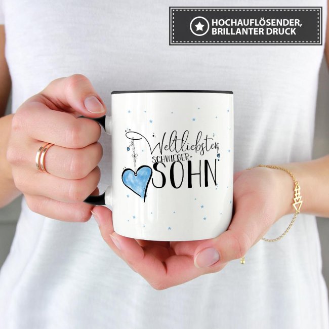 Tasse - Weltliebster Schwiegersohn - Innen &amp; Henkel Schwarz