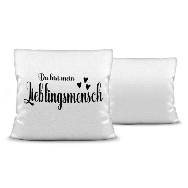 Kissen  - Du bist mein Lieblingsmensch - Weiss - Polyester (flauschig)