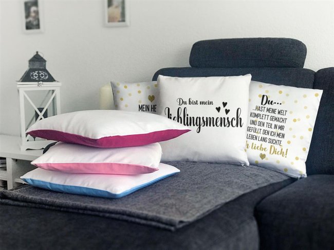 Kissen  - Du bist mein Lieblingsmensch - Weiss - Polyester (flauschig)