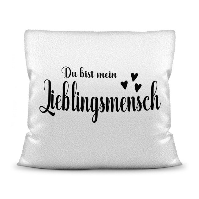 Kissen  - Du bist mein Lieblingsmensch - Weiss - Polyester (flauschig)