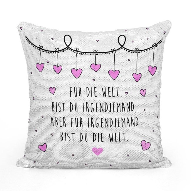 Paillettenkissen  - F&uuml;r die Welt - Gold