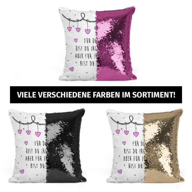 Paillettenkissen  - F&uuml;r die Welt - Gold