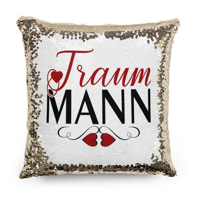 Paillettenkissen  - Traummann - Gold