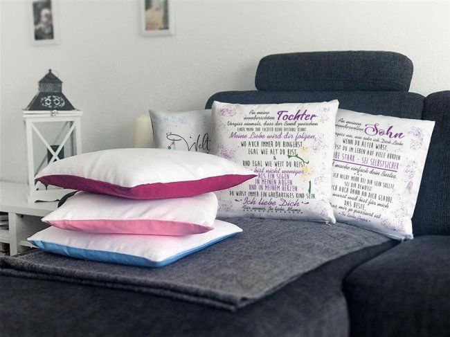Kissen - Von Mama f&uuml;r Sohn - Weiss Flauschig