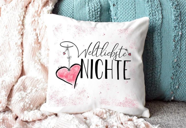 Kissen - Weltliebste Nichte - Weiss
