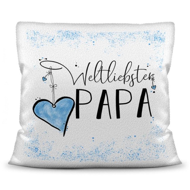 Kissen - Weltliebster Papa - Weiss