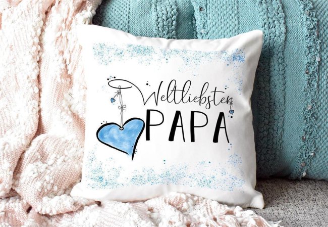 Kissen - Weltliebster Papa - Weiss