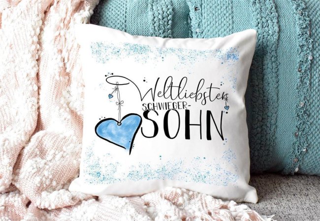Kissen - Weltliebster Schwiegersohn - Weiss