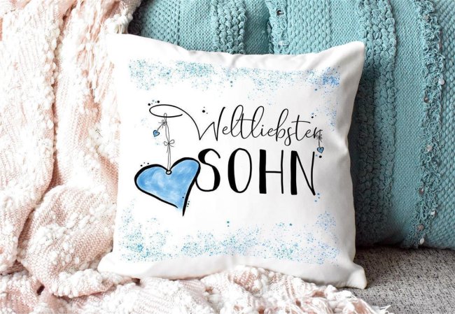 Kissen - Weltliebster Sohn - Weiss