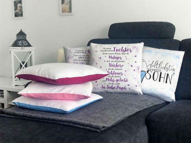 Geschenk-Set - Von Vater f&uuml;r Tochter - Kissen und Tasse Rosa