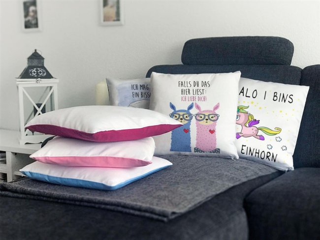 Kissen - Ihr k&ouml;nnt auch Prinzessin sagen - Einhorn - Weiss - Polyester