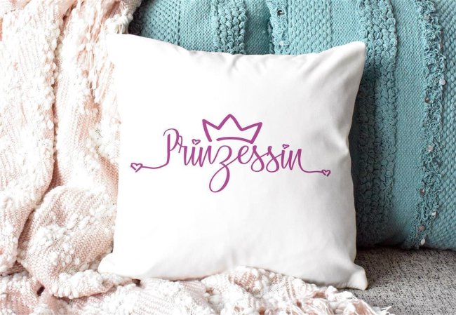 Kissen - Schriftzug Prinzessin - Weiss - Polyester