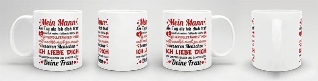 Tasse -Liebesspr&uuml;che Frau an Mann- Tasse Weiss