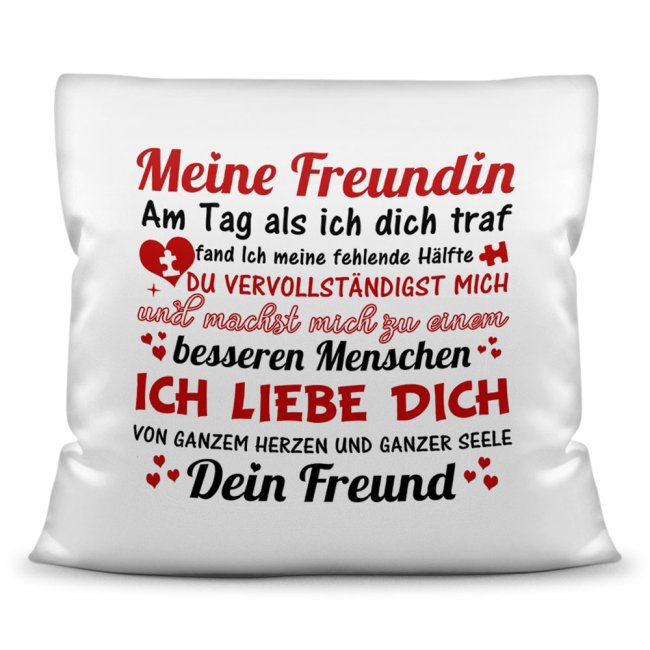 Kissen -Liebesspr&uuml;che Freund an Freundin- Kissen Weiss