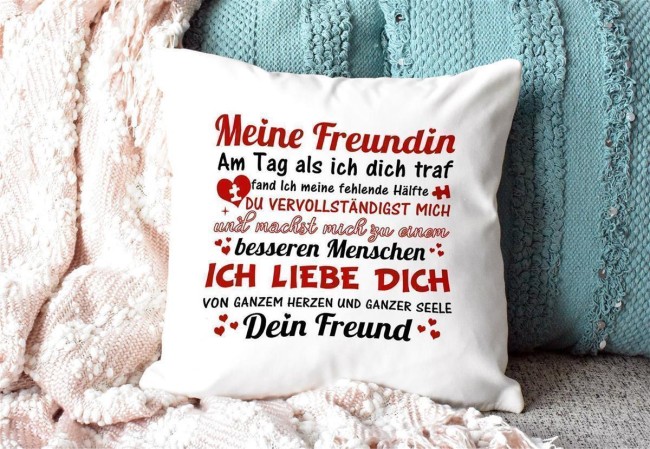 Kissen -Liebesspr&uuml;che Freund an Freundin- Kissen Weiss