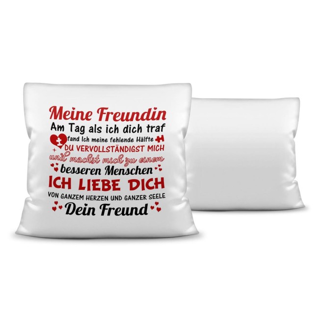 Kissen -Liebesspr&uuml;che Freund an Freundin- Kissen Weiss