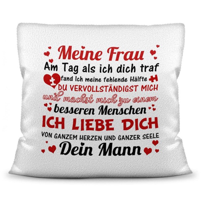 Kissen -Liebesspr&uuml;che Mann an Frau- Kissen Weiss (Flausch)