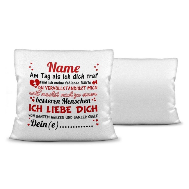 Kissen -Liebesspr&uuml;che Eigener Text- Kissen Weiss (Flausch)