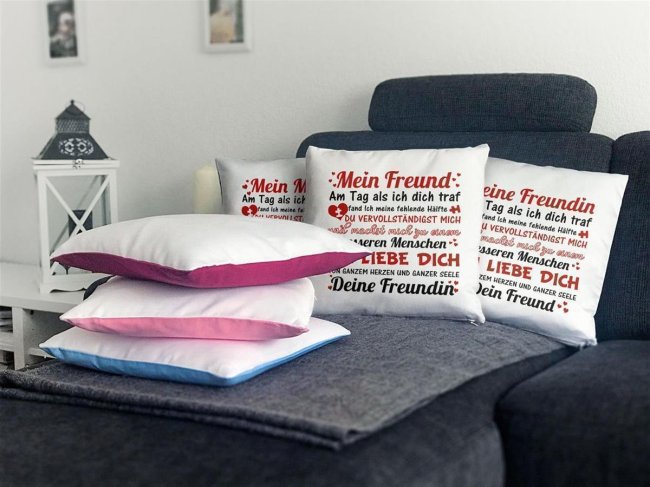 Kissen -Liebesspr&uuml;che Eigener Text- Kissen Weiss (Flausch)