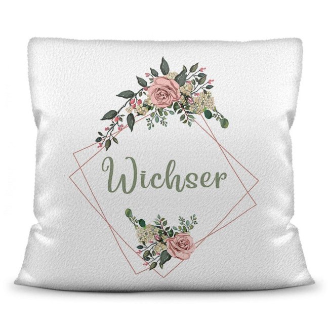 Blumen-Kissen mit Beleidigung - Wichser - Kissen Wei&szlig;  (flauschig)