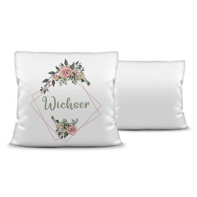 Blumen-Kissen mit Beleidigung - Wichser - Kissen Wei&szlig;  (flauschig)