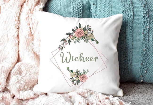 Blumen-Kissen mit Beleidigung - Wichser - Kissen Wei&szlig;  (flauschig)
