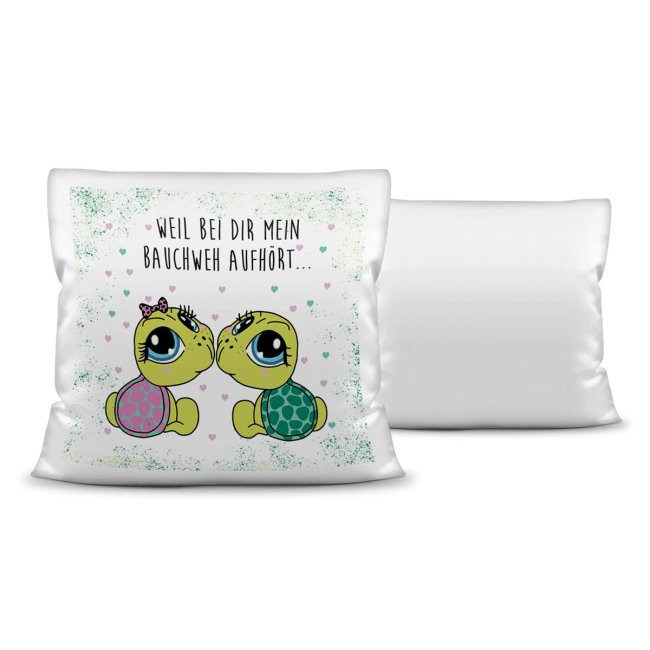 Kissen Schildkr&ouml;te - Weil bei Dir mein Bauchweh aufh&ouml;rt - Wei&szlig;