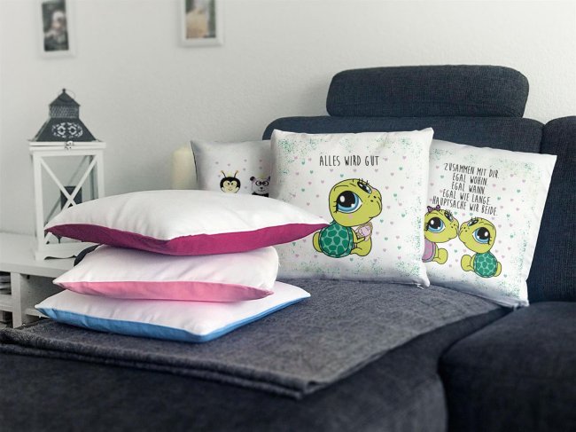 Kissen Schildkr&ouml;te - Weil bei Dir mein Bauchweh aufh&ouml;rt - Wei&szlig;
