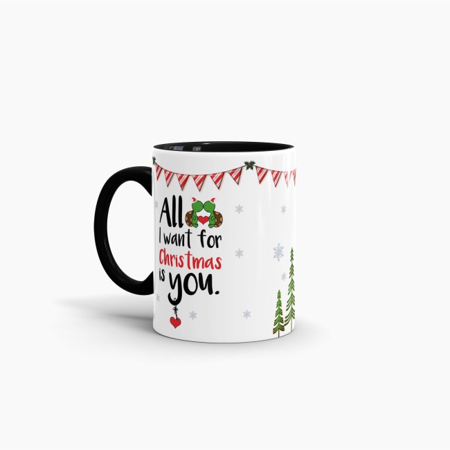 Tasse XMAS - All I want - Schildi - Innen &amp; Henkel schwarz
