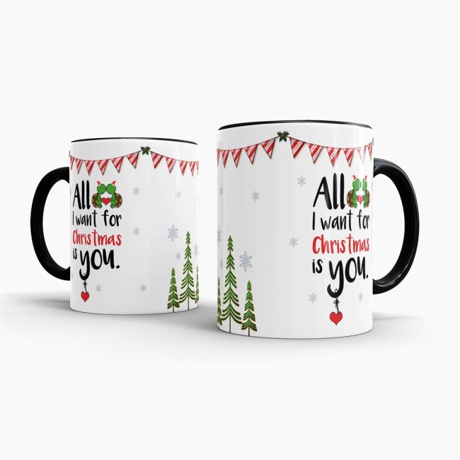Tasse XMAS - All I want - Schildi - Innen &amp; Henkel schwarz