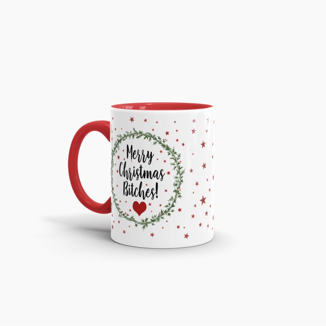 Tasse XMAS - merry christmas bitches - Innen &amp; Henkel rot