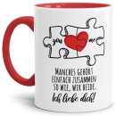 Tasse Puzzleteile &quot;Manches geh&ouml;rt einfach...
