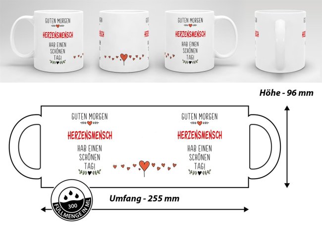 Tasse " Guten Morgen HerzensMensch" Wei&szlig;