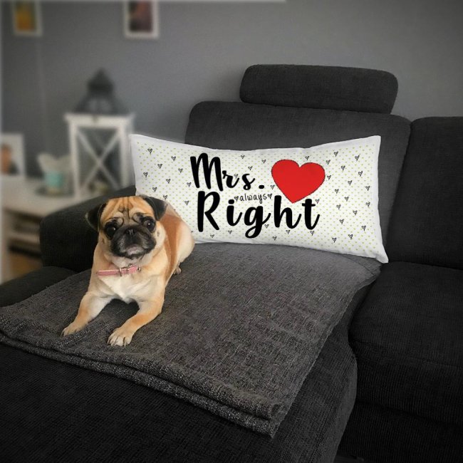 XXL-Deko-Kissen mit Spruch "Mrs. Right" -  80 x 40 cm