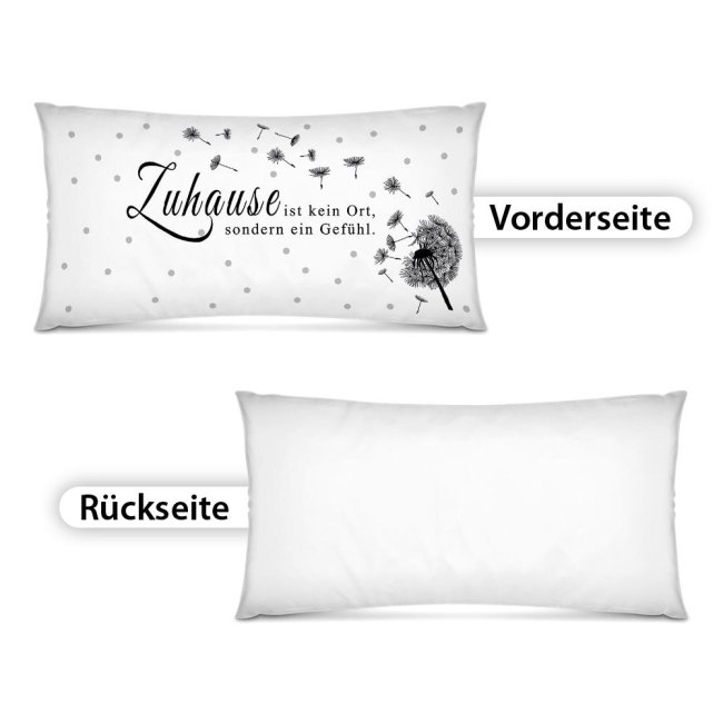 XXL-Deko-Kissen mit Spruch "Zuhause ist kein Ort" -  80 x 40 cm