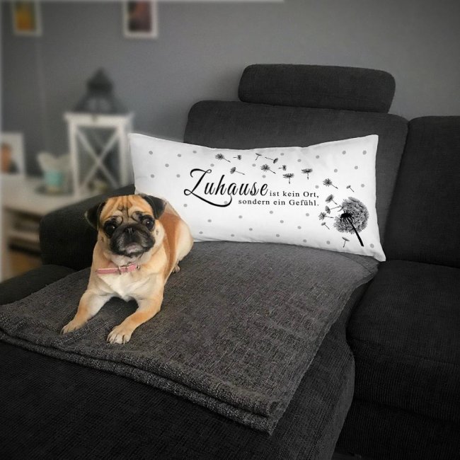 XXL-Deko-Kissen mit Spruch "Zuhause ist kein Ort" -  80 x 40 cm