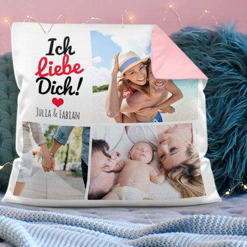 Fotokissen mit farbiger R&uuml;ckseite - Rosa - ohne F&uuml;llung