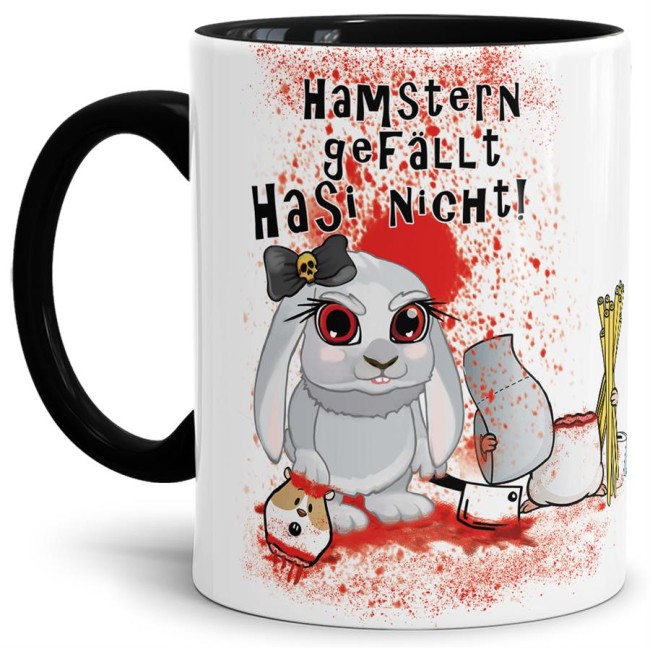 Anti-Hamster-Tasse Böses Hasi - Hamstern - Innen & Henkel Schwarz