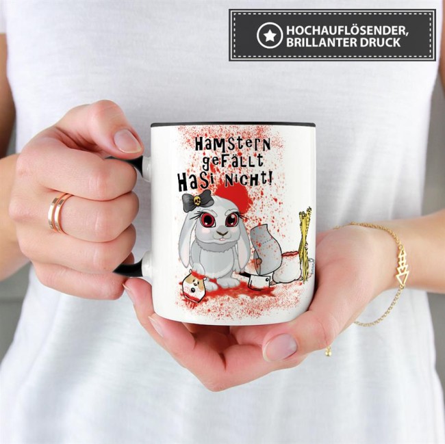 Anti-Hamster-Tasse Böses Hasi - Hamstern - Innen & Henkel Schwarz