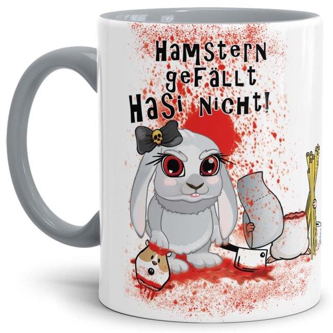 Anti-Hamster-Tasse Böses Hasi - Hamstern - Innen & Henkel Grau