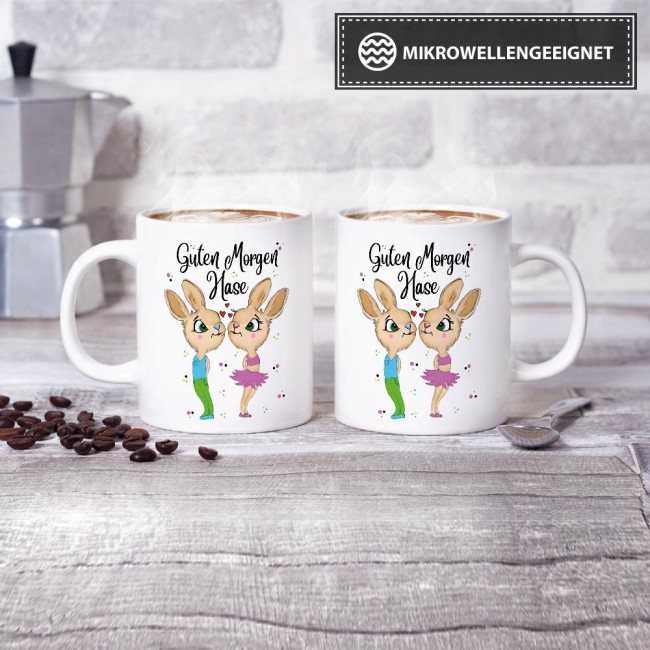 Tasse Hasenliebe - Guten Morgen Hase - Wei&szlig;