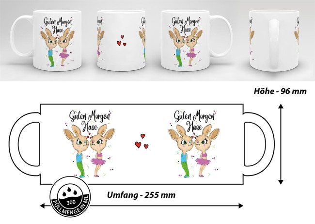 Tasse Hasenliebe - Guten Morgen Hase - Wei&szlig;