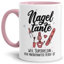Berufe-Tasse Superheldin Nageltante - Innen & Henkel Rosa